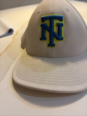 Pacifica White Cap with Blue and Neon Green Embroidered Logo